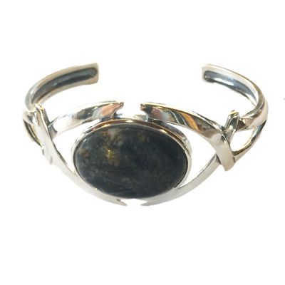 SILVER JADE GEO CUFF BRACELET
