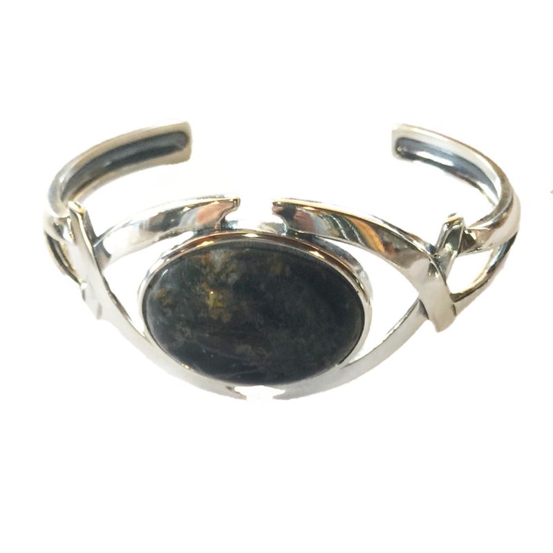 SILVER JADE GEO CUFF BRACELET
