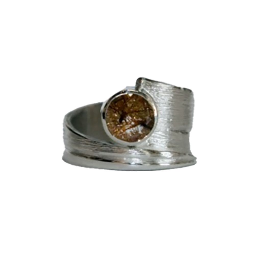 *SILVER QUARTZ WRAP RING-7.5