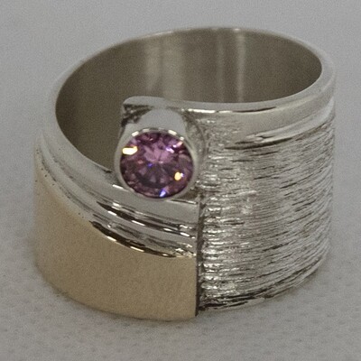 SILVER/GOLD CZ WRAP RING KWH218-10