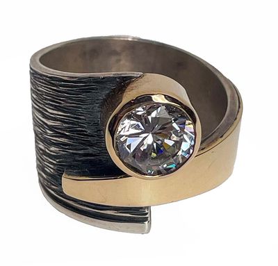 SILVER/14K OXIDIZED CZ WRAP RING