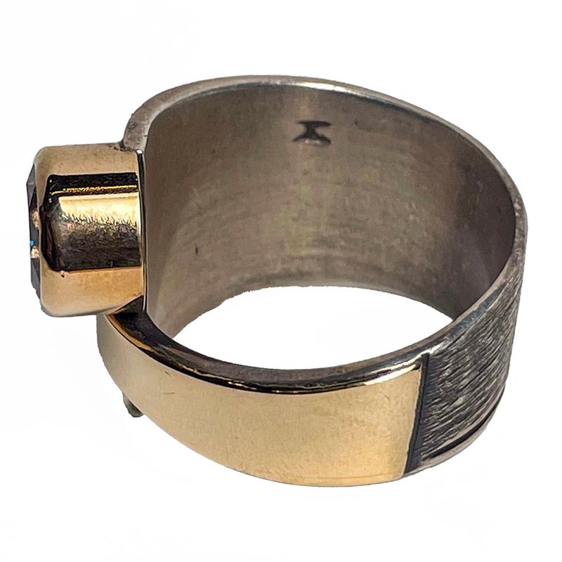SILVER/14K OXIDIZED CZ WRAP RING
