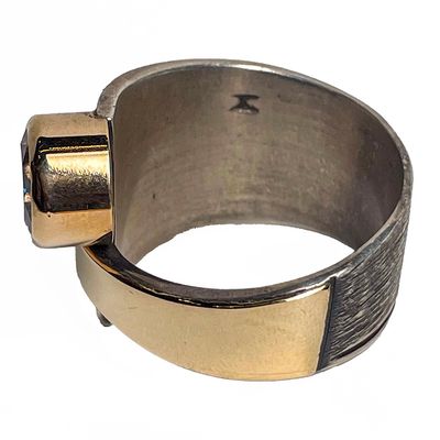 SILVER/14K OXIDIZED CZ WRAP RING