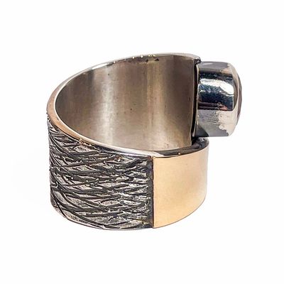 SILVER/14K OXIDIZED CITRINE WRAP RING