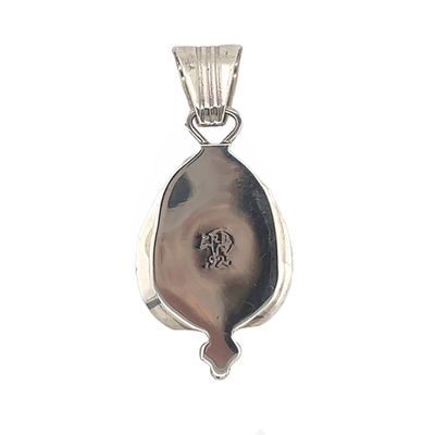 SILVER OVAL AZURITE PENDANT-NAVAJO-RB W/BEAR
