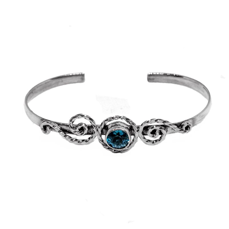 SILVER TOPAZ BRACELET NAVAJO-RAYMOND YAZZIE