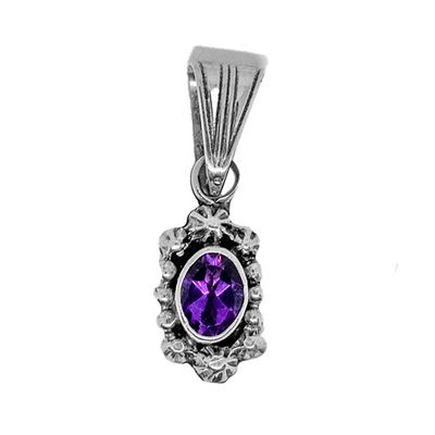 SILVER PENDANT AMETHYST NAVAJO - RB