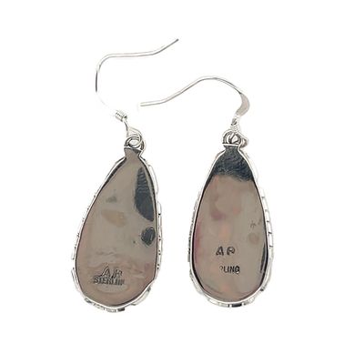 SILVER OPAL TEARDROP EARRINGS NAVAJO-AMOS BEGAY
