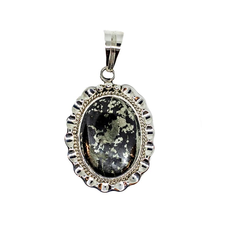 SILVER PYRITE OVAL PENDANT NAVAJO - RB