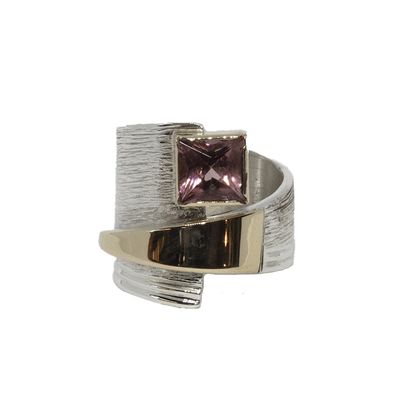 SILVER/14K TOURMALINE WRAP RING-6.5