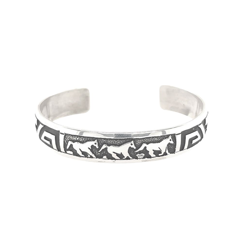 SILVER HORSE CUFF BRACELET NAVAJO - T&amp;R SINGER