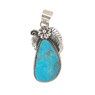 SILVER TURQUOISE PENDANT NAVAJO - H. BOYD