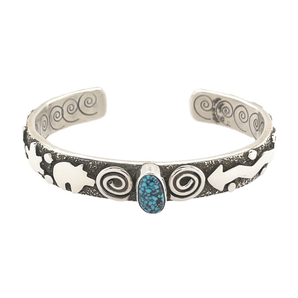 SILVER TURQUOISE CUFF BRACELET NAVAJO-ALEX SANCHEZ