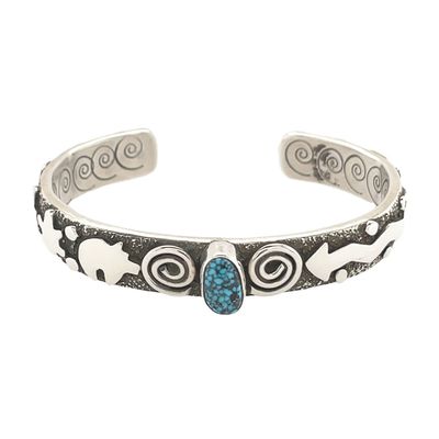 SILVER TURQUOISE CUFF BRACELET NAVAJO-ALEX SANCHEZ