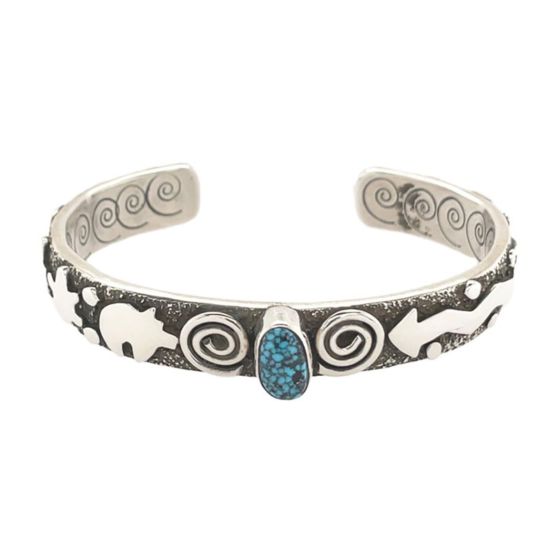 SILVER TURQUOISE CUFF BRACELET NAVAJO-ALEX SANCHEZ