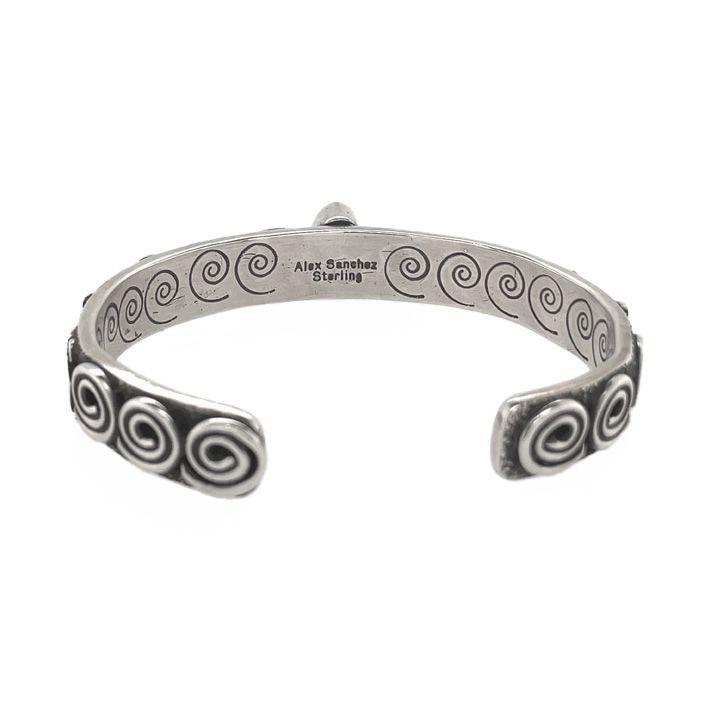 SILVER TURQUOISE CUFF BRACELET NAVAJO-ALEX SANCHEZ
