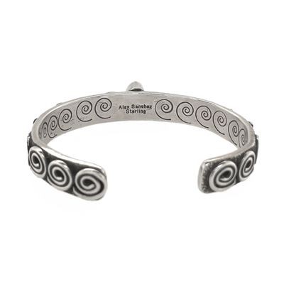 SILVER TURQUOISE CUFF BRACELET NAVAJO-ALEX SANCHEZ