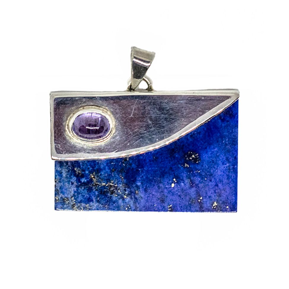 SILVER LAPIS &amp; TANZANITE PENDANT