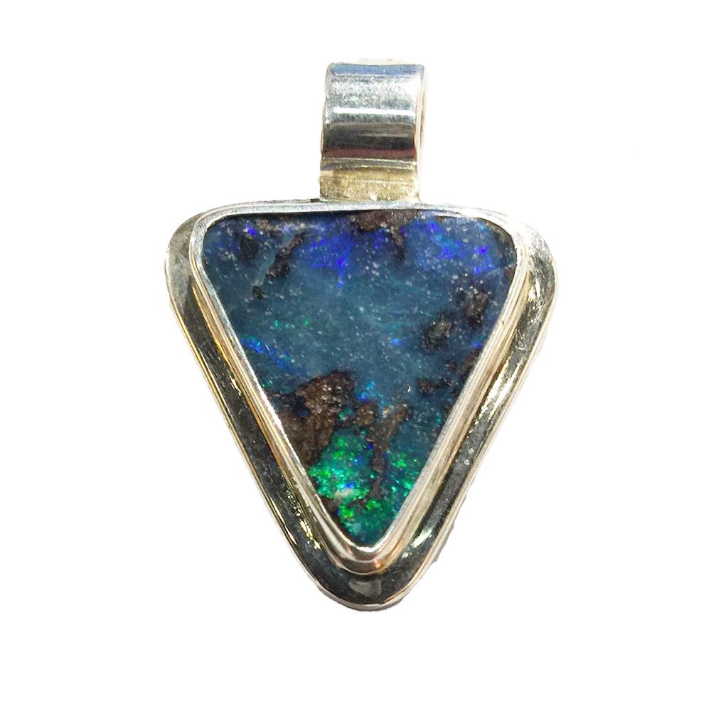 SILVER TRIANGLE BOULDER OPAL PENDANT