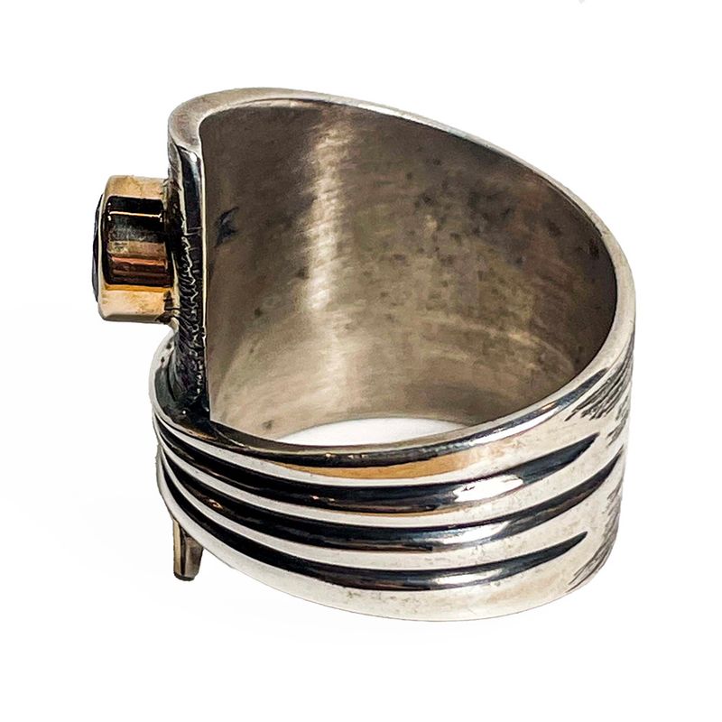SILVER/14K OXIDIZED CZ WRAP RING