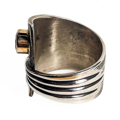 SILVER/14K OXIDIZED CZ WRAP RING
