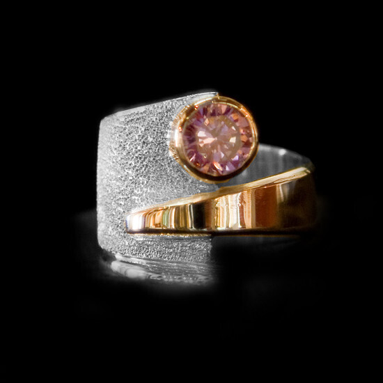 SS/14KT RING W/8MM BLUSH CZ
