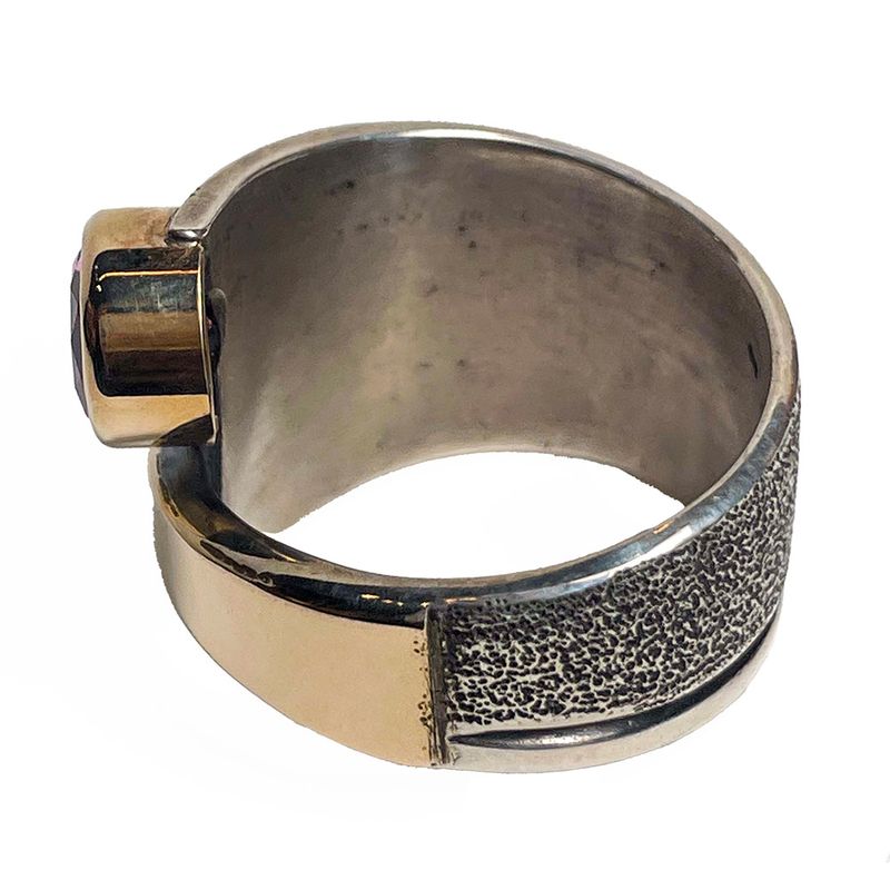 SILVER/14K OXIDIZED CZ WRAP RING