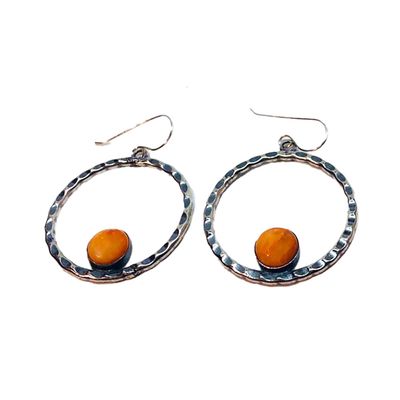 SILVER SPINY OYSTER EARRINGS NAVAJO-HAROLD JOE