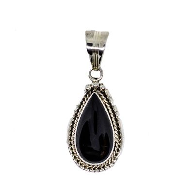 SILVER ONYX PENDANT NAVAJO - SAMUEL YELLOWHAIR