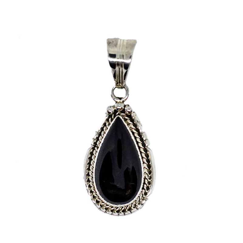 SILVER ONYX PENDANT NAVAJO - SAMUEL YELLOWHAIR