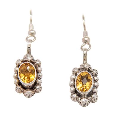 SILVER CITRINE EARRINGS NAVAJO-RB