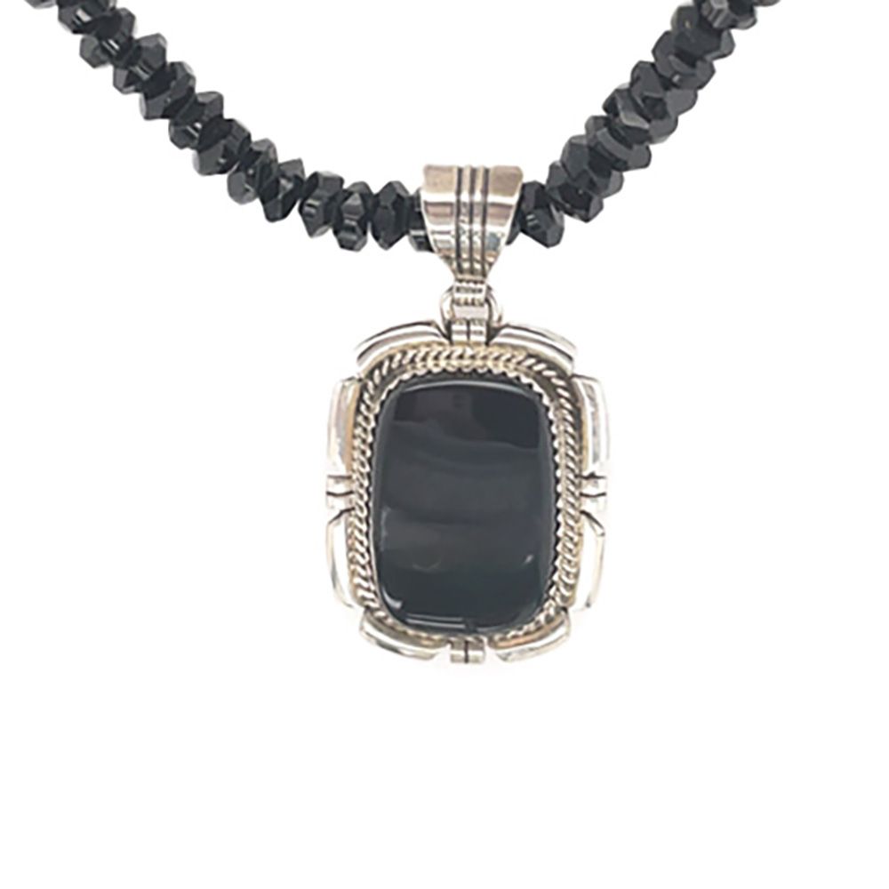 SILVER ONYX PENDANT NAVAJO - TED ETSITTY