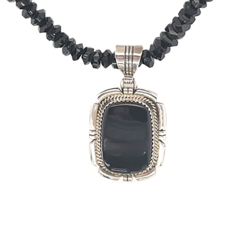 SILVER ONYX PENDANT NAVAJO - TED ETSITTY