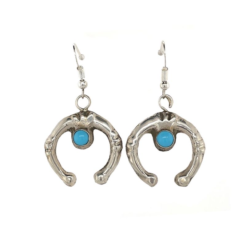 SILVER NAJA TURQUOISE EARRINGS NAVAJO - TONYA YAZZIE