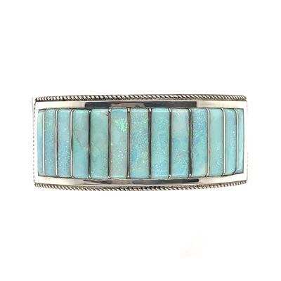 SILVER OPAL INLAY CUFF BRACELET NAVAJO-EMERY LACITA