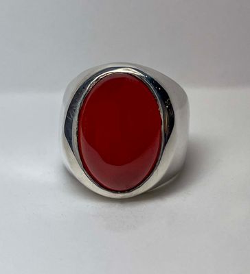 SILVER SMOOTH CARNELIAN RING