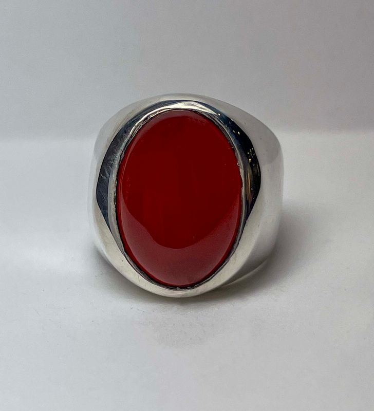 SILVER SMOOTH CARNELIAN RING