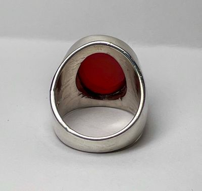 SILVER SMOOTH CARNELIAN RING