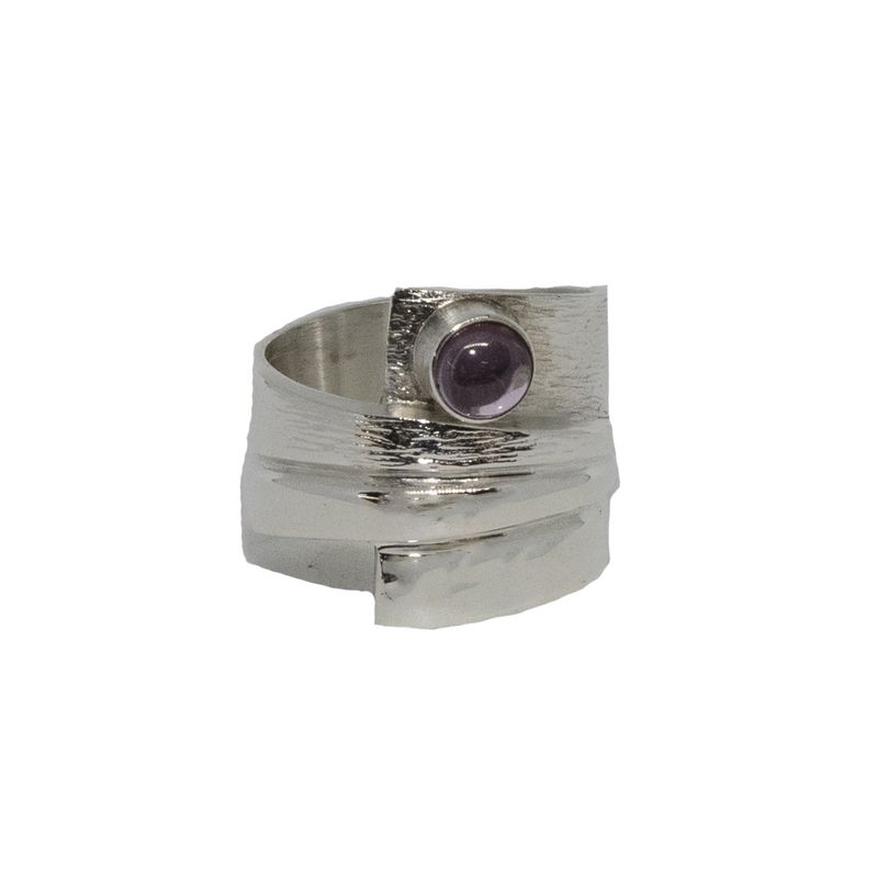 SILVER PINK SAPPHIRE WRAP RING-5.5