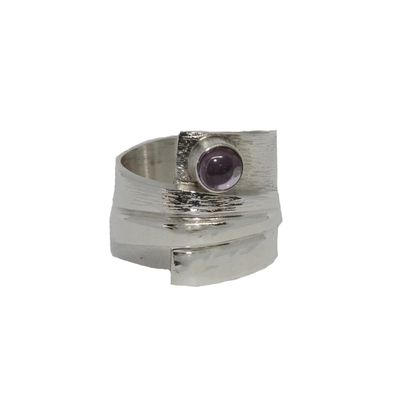 SILVER PINK SAPPHIRE WRAP RING-5.5