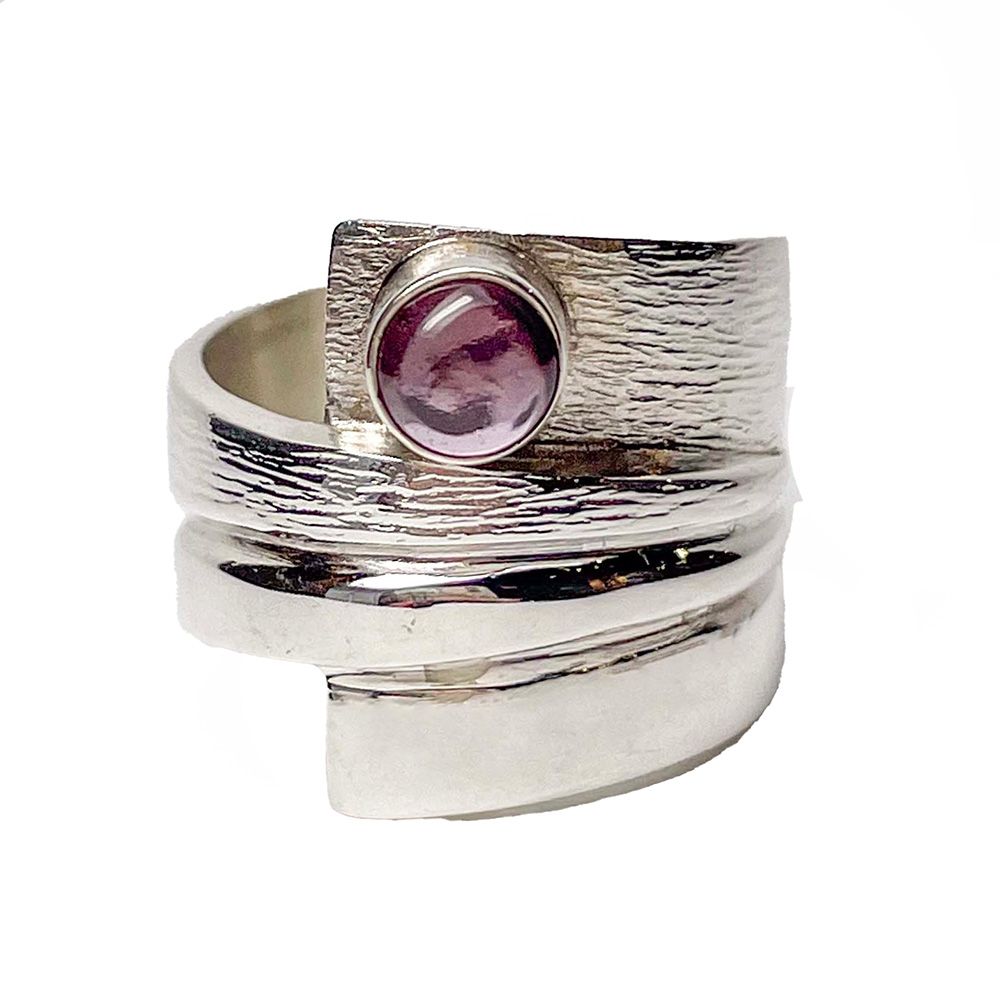 SILVER PINK SAPPHIRE WRAP RING-5.5