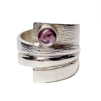 SILVER PINK SAPPHIRE WRAP RING-5.5 SILVER PINK SAPPHIRE WRAP RING-5.5