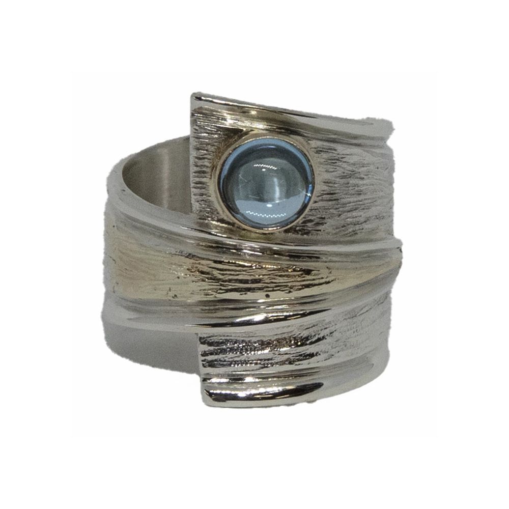 *SILVER/14K TOPAZ WRAP RING-6.5