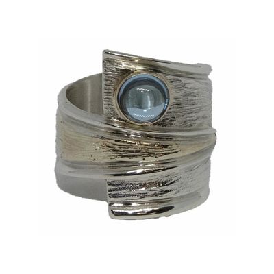 *SILVER/14K TOPAZ WRAP RING-6.5