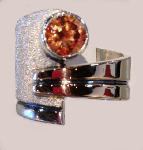 KWH- SS/14KT RING 8MM CHAMAIGN CZ