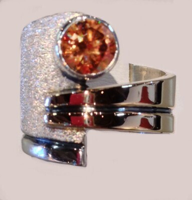 KWH- SS/14KT RING 8MM CHAMAIGN CZ