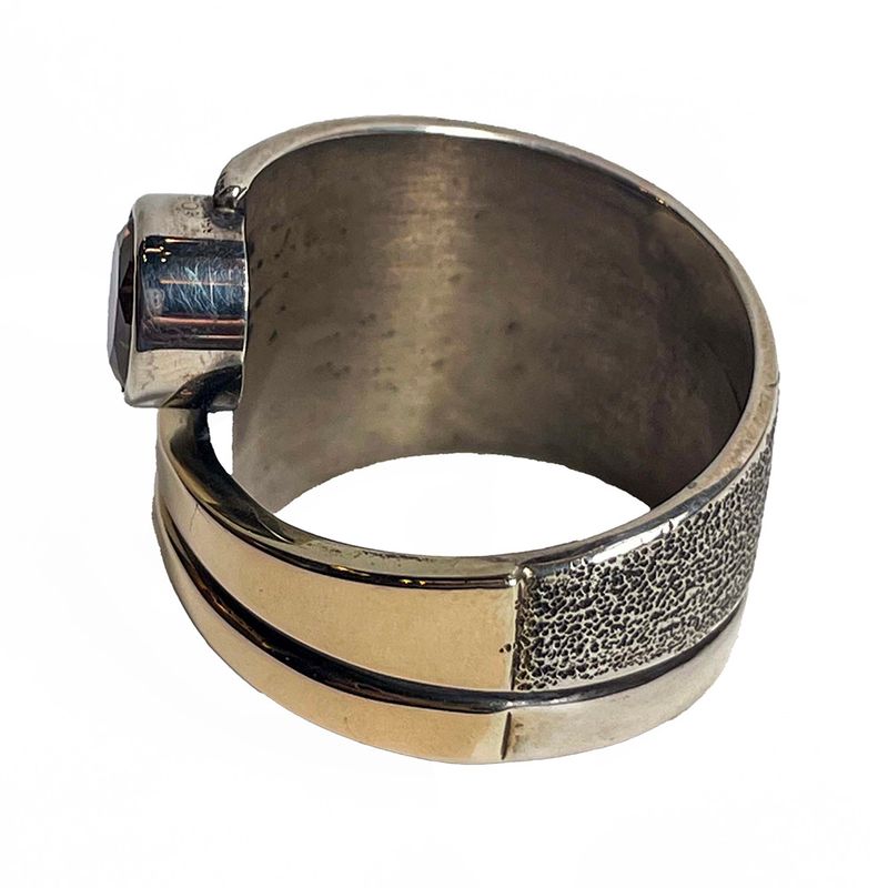 SILVER/14K OXIDIZED CZ WRAP RING