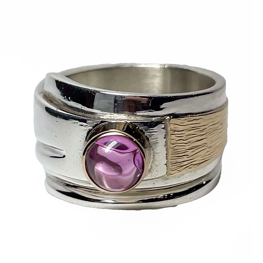 **SILVER/GOLD SAPPHIRE WRAP RING-6.5
