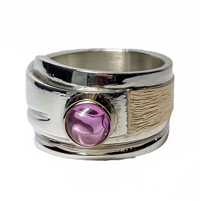 **SILVER/GOLD SAPPHIRE WRAP RING-6.5
