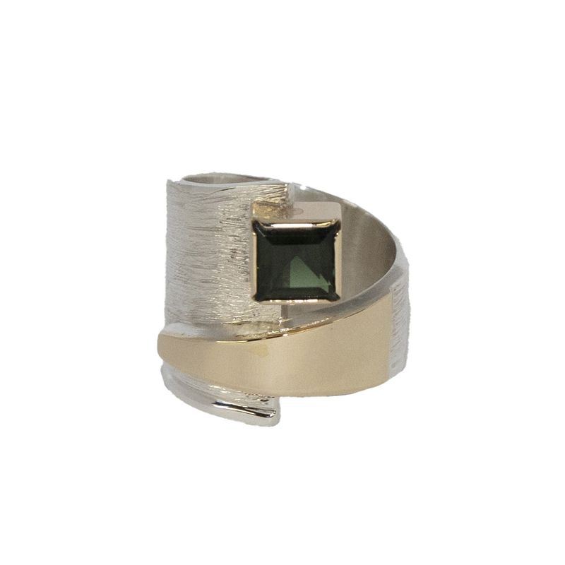 SILVER/14K TOURMALINE WRAP RING-8